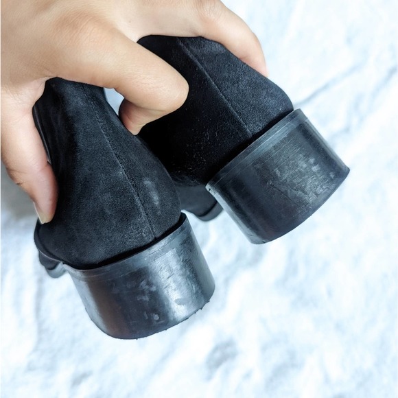 Fabianelli Black Suede Leather Knee High Almond Toe Boots Size 7 - Picture 5 of 8